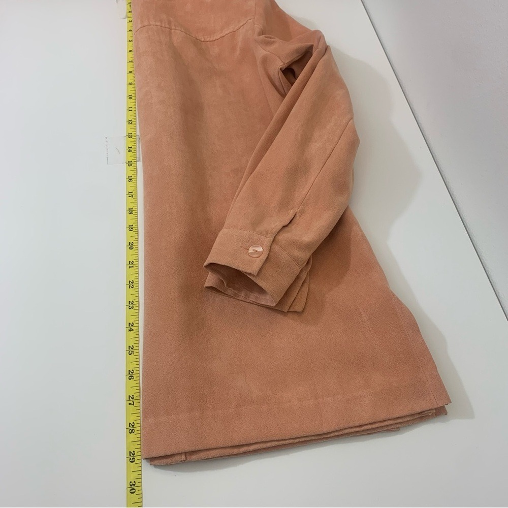 Conrad C Collection Women's Size 4 Peach Faux Suede Bohemian‎ Button Shacket - Picture 5 of 8